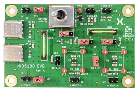 輸入極性保護，低IQ理想二極管評估板(NID5100)