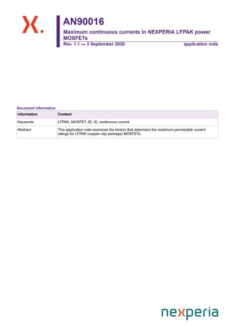 Nexperia LFPAK功率MOSFET中的最大恒流