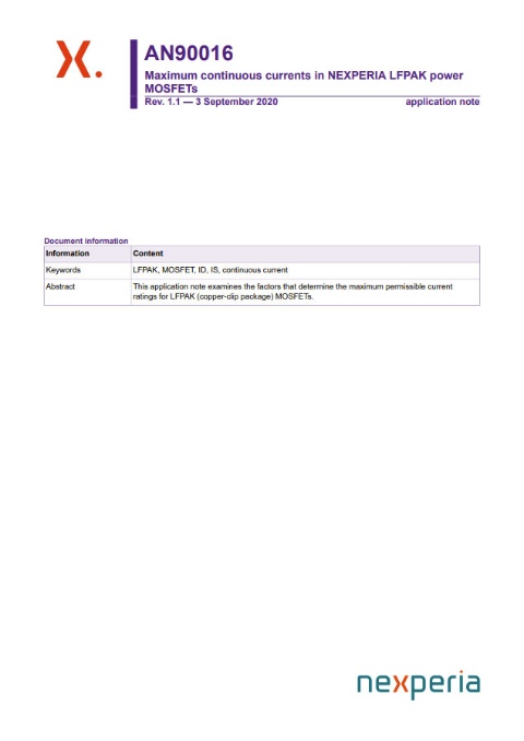 Maximum continuous currents in LFPAK power MOSFETs
